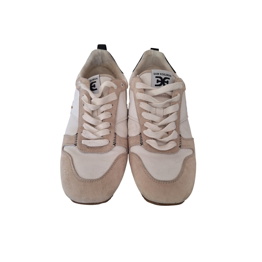 Sam Edelman Zaria Cream Beige Leather Suede Retro‎ Sneakers 8.5-9.5 EUR 39